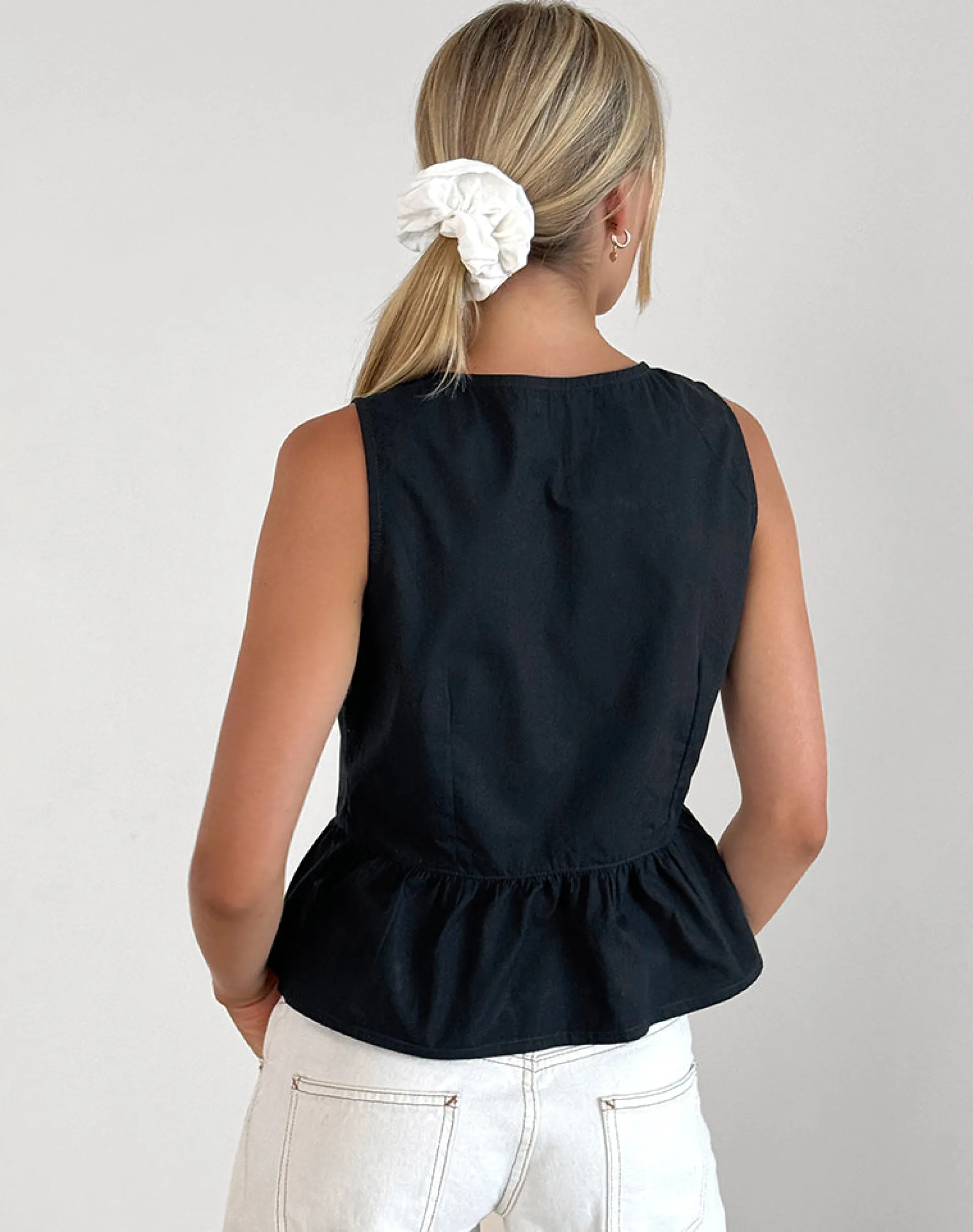 Motel Rocks Going Out Tops-Ryoti Top in Tap Shoe Black with Off White Bows