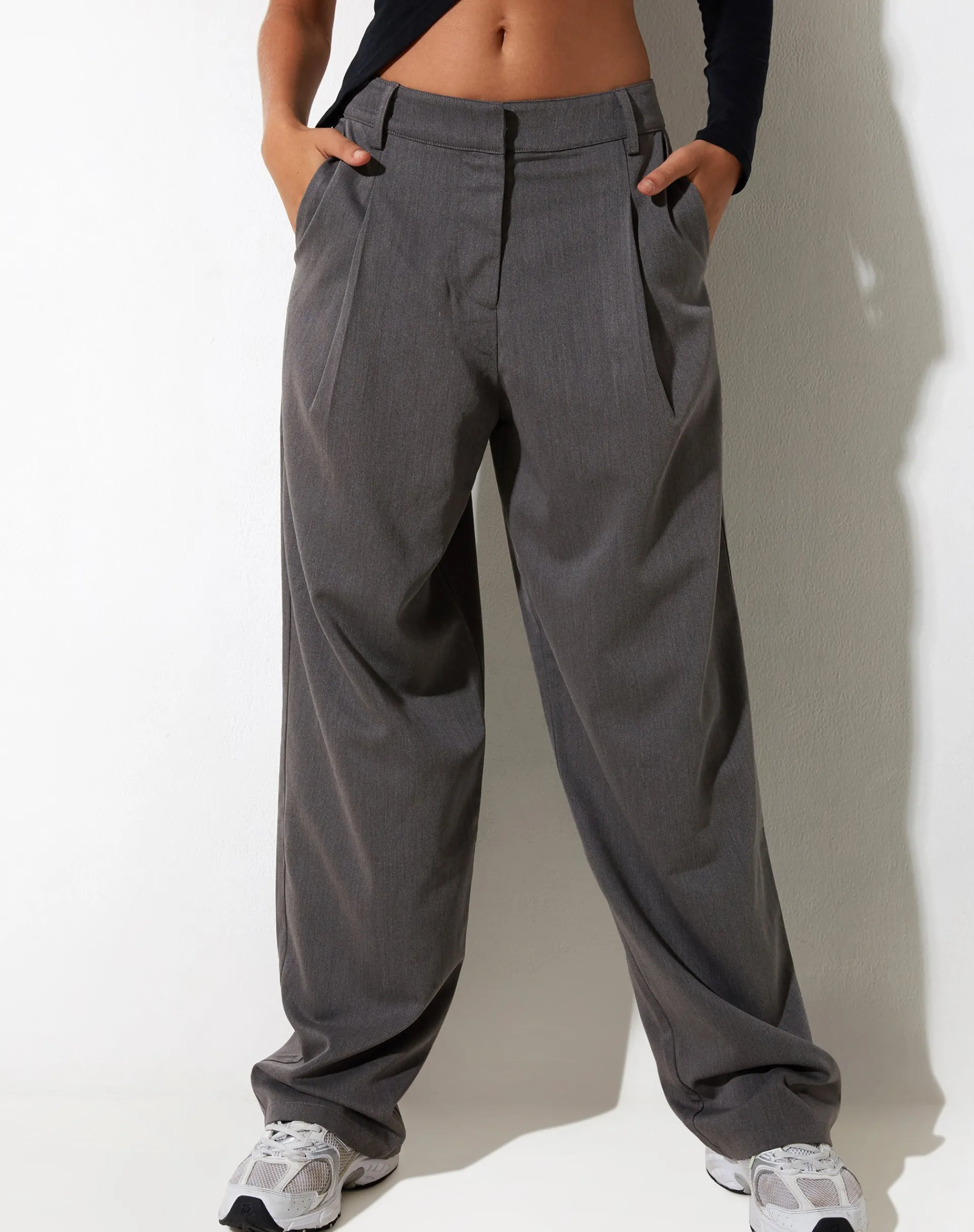 Motel Rocks Co-Ords | Wide Leg Pants-Sakaria Wide Leg Trouser in Tailoring Charcoal TailoringCharcoal