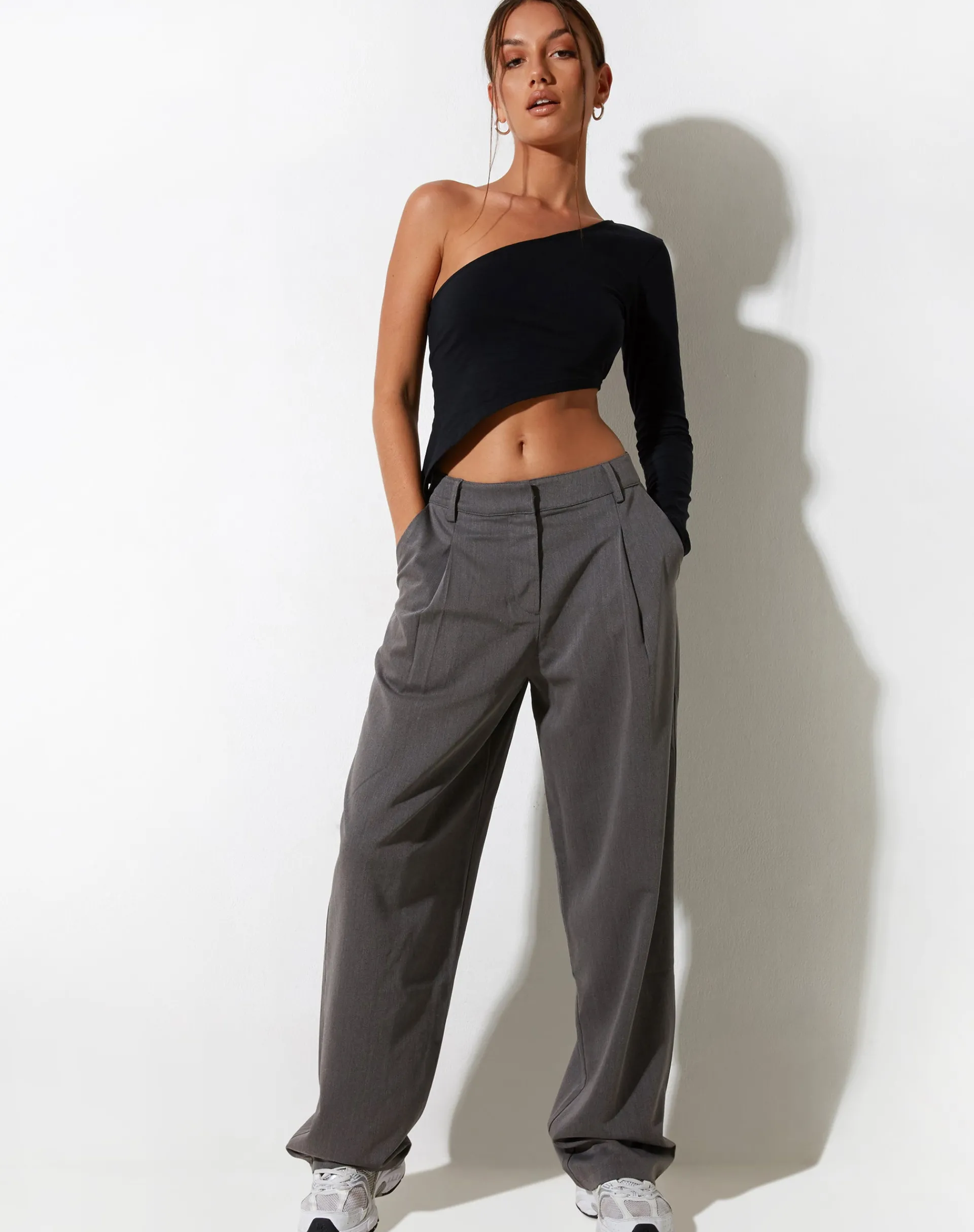 Motel Rocks Co-Ords | Wide Leg Pants-Sakaria Wide Leg Trouser in Tailoring Charcoal TailoringCharcoal