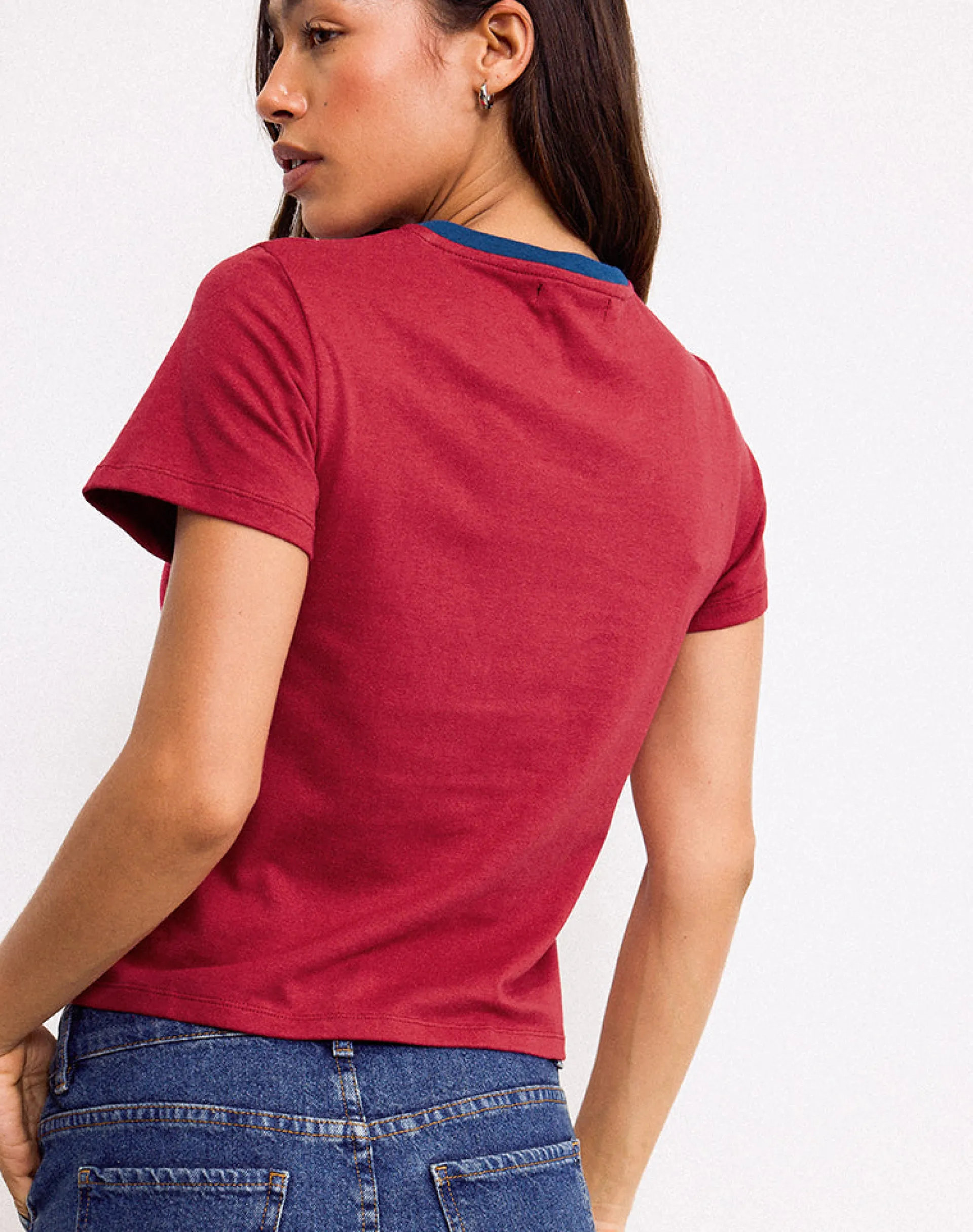 Motel Rocks Basic Tops | Tees-Sakha Boxy Top in Adrenaline Red with Blue New York Print AdrenalineRedwithBlueNewYorkPrint