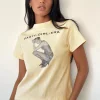 Motel Rocks Printed Tops | Tees-Sakha Boxy Top in Buttermilk with Blue Party Girl Era Print ButtermilkwithBluePartyGirlEraPrint