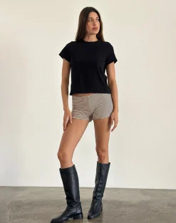 Motel Rocks Basics | Basic Tops-Sakha Boxy Top in Plain Black PlainBlack