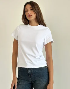 Motel Rocks Basics | Basic Tops-Sakha Boxy Top in Plain White PlainWhite