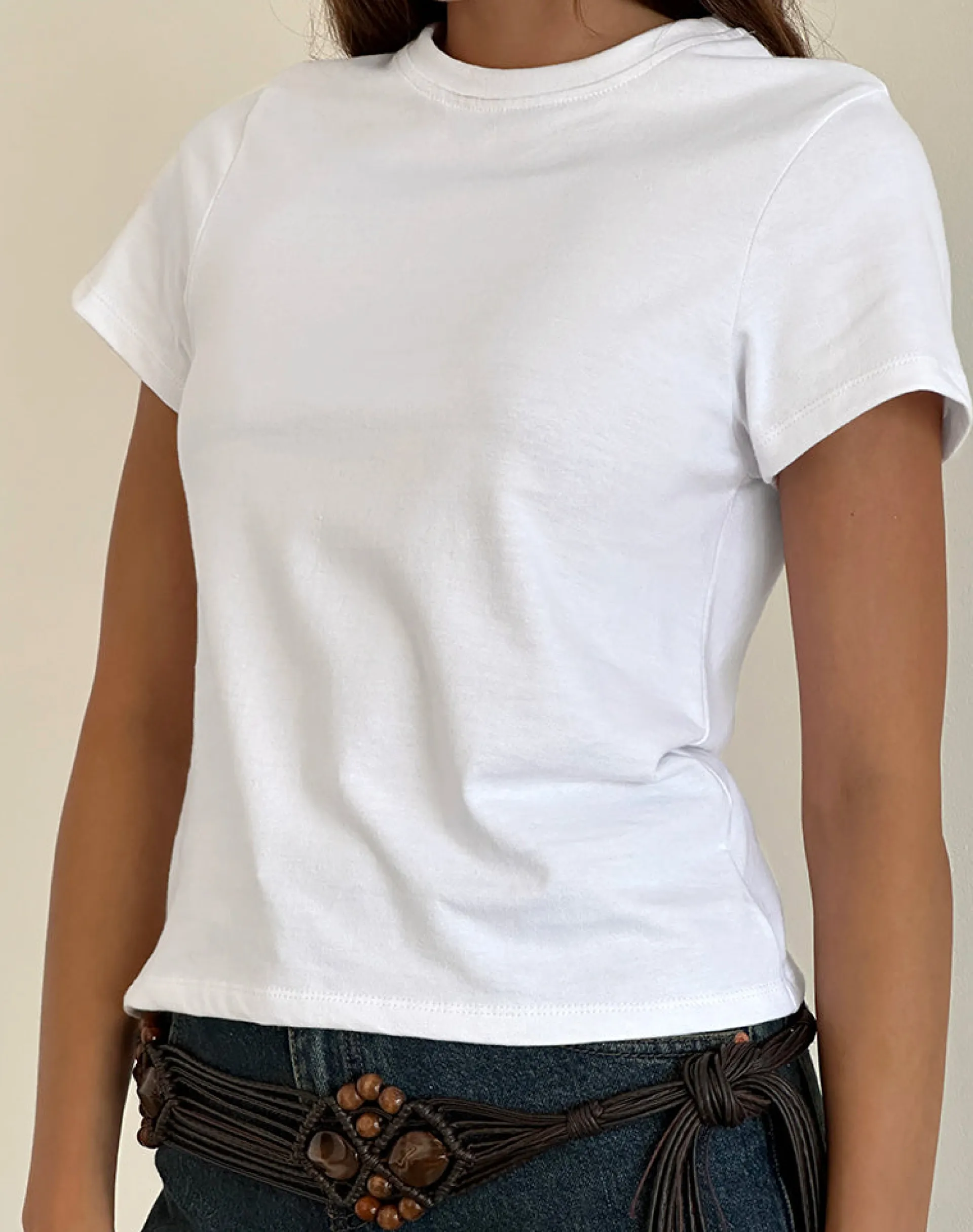 Motel Rocks Basics | Basic Tops-Sakha Boxy Top in Plain White PlainWhite