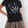 Motel Rocks Printed Tops | Tees-Saki Tee in Black with Lets Dance Print BlackwithLetsDancePrint