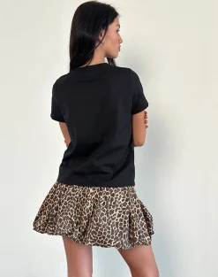 Motel Rocks Printed Tops | Tees-Saki Tee in Black with Lets Dance Print BlackwithLetsDancePrint