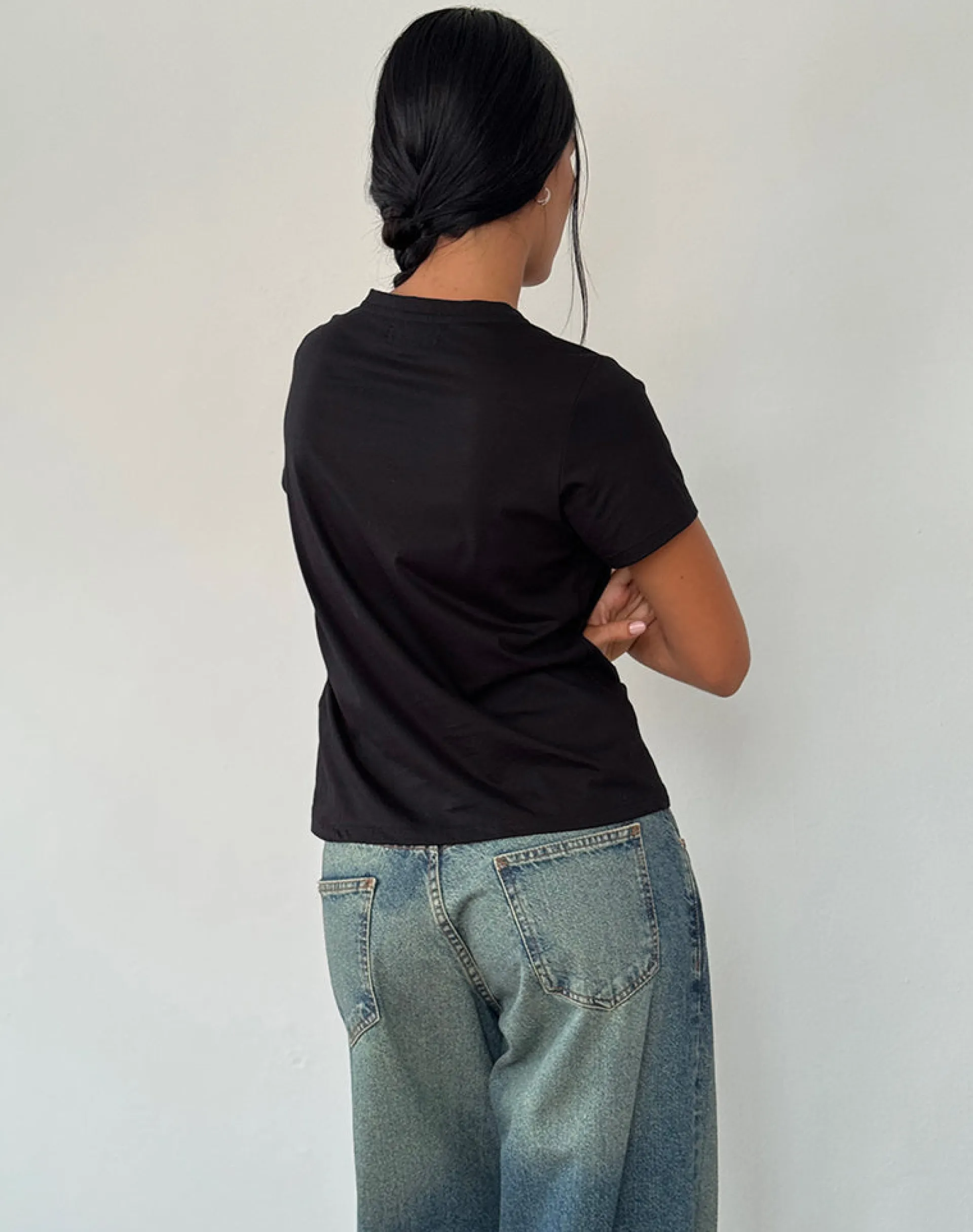 Motel Rocks Basics | Basic Tops-Saki Tee in Black with Love Tie Dye BlackwithLoveTieDye