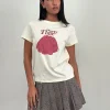 Motel Rocks Printed Tops | Tees-Saki Tee in Buttermilk with Party Time Print ButtermilkwithPartyTimePrint