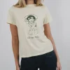 Motel Rocks Printed Tops | Tees-Saki Tee in Buttermilk with Cherry Wine Print ButtermilkwithCherryWinePrint