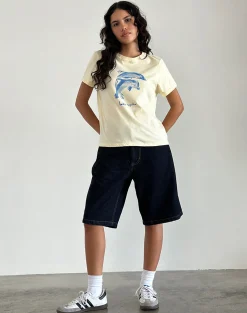 Motel Rocks Printed Tops | Tees-Saki Tee in Buttermilk with Better Together Slogan ButtermilkwithBetterTogetherSlogan