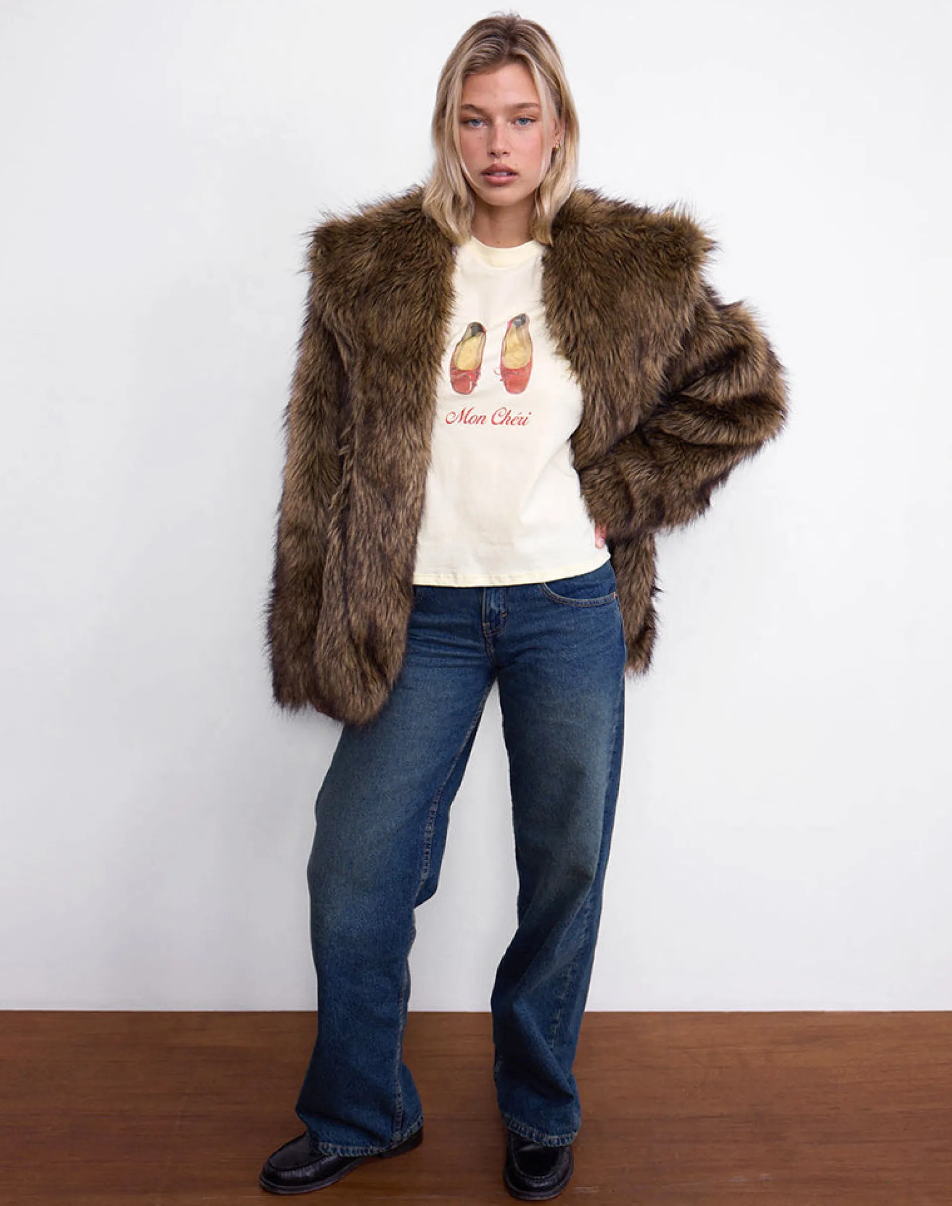 Motel Rocks Printed Tops | Tees-Saki Tee in Buttermilk with Mon Cheri Print ButtermilkwithMonCheriPrint