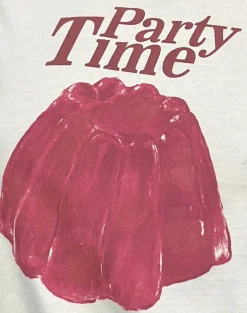 Motel Rocks Printed Tops | Tees-Saki Tee in Buttermilk with Party Time Print ButtermilkwithPartyTimePrint