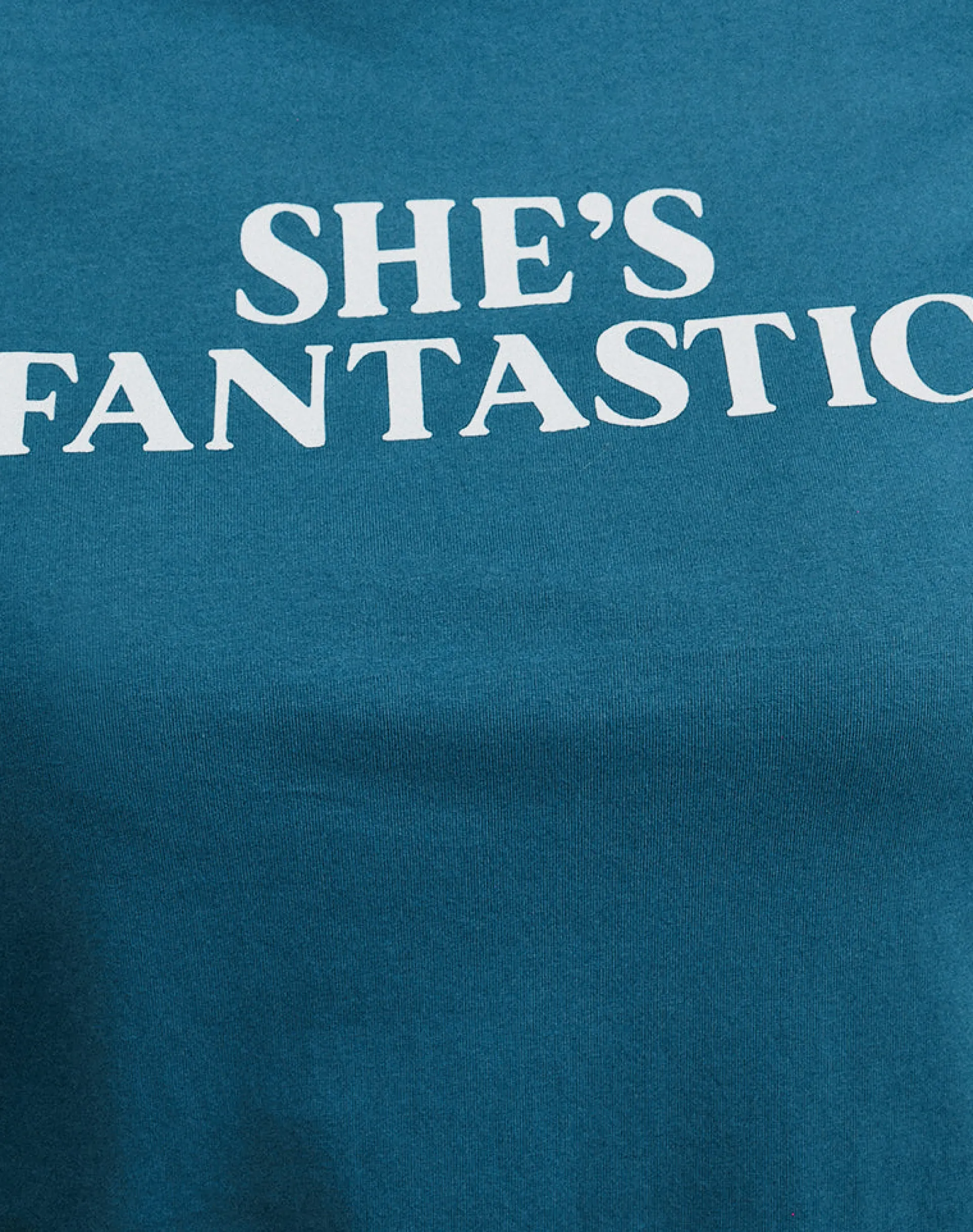 Motel Rocks Basic Tops | Printed Tops-Saki Tee in Mediterranean Blue with She's Fantastic Slogan MediterraneanBluewithShe'sFantasticSlogan