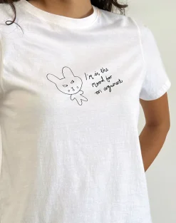 Motel Rocks Basic Tops | Printed Tops-Saki Tee in White Argument Mood Print WhiteArgumentMoodprint