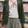 Motel Rocks Tees-Saki Tee in White Deer with Scarf WhiteDeerwithScarf