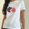 Motel Rocks Basic Tops | Printed Tops-Saki Tee in White Fig whitefig