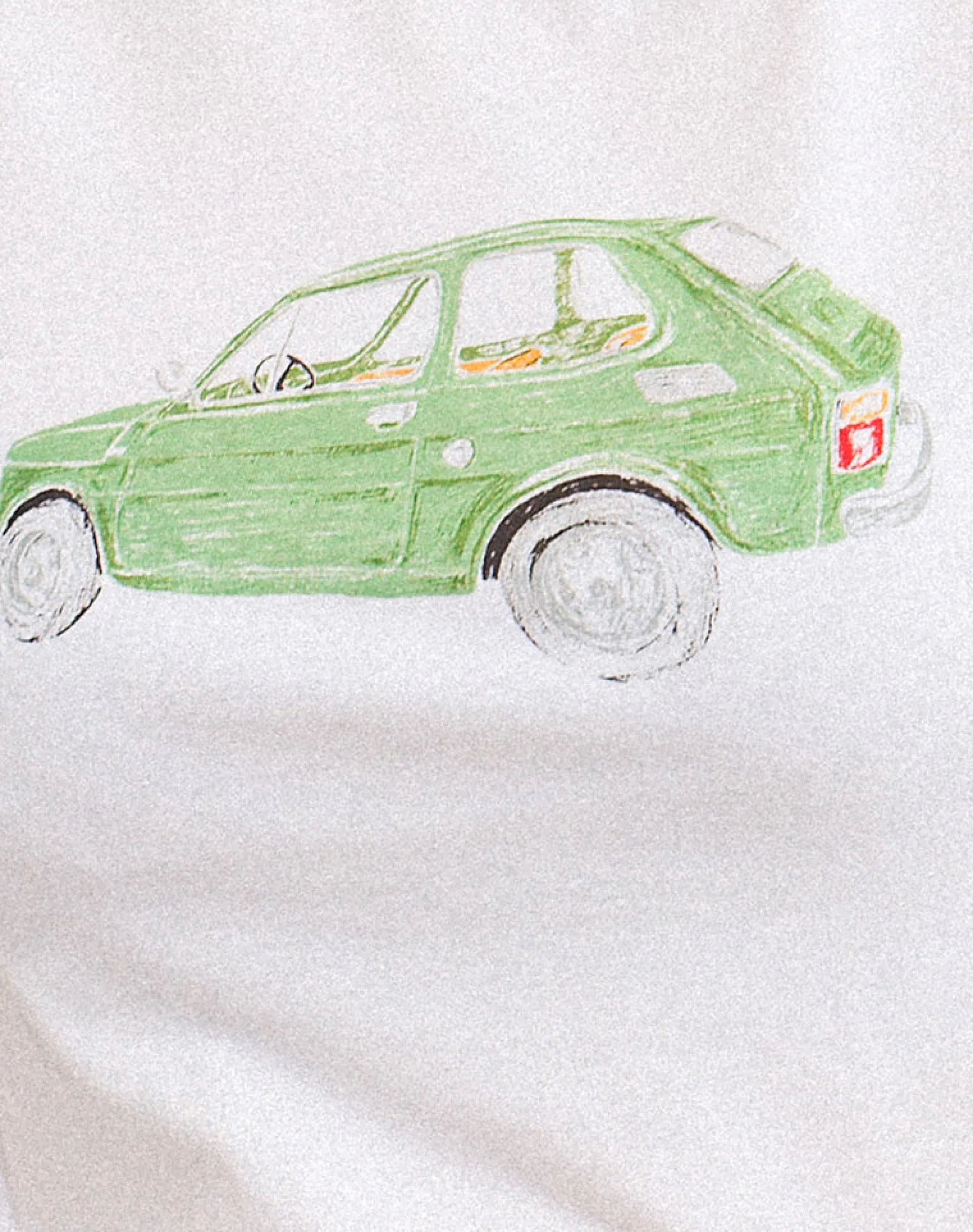 Motel Rocks Basic Tops | Printed Tops-Saki Tee in White with Green Car WhitewithGreenCar
