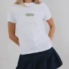 Motel Rocks Basic Tops | Tees-Saki Tee in White with Olives Graphic WhitewithOlivesGraphic