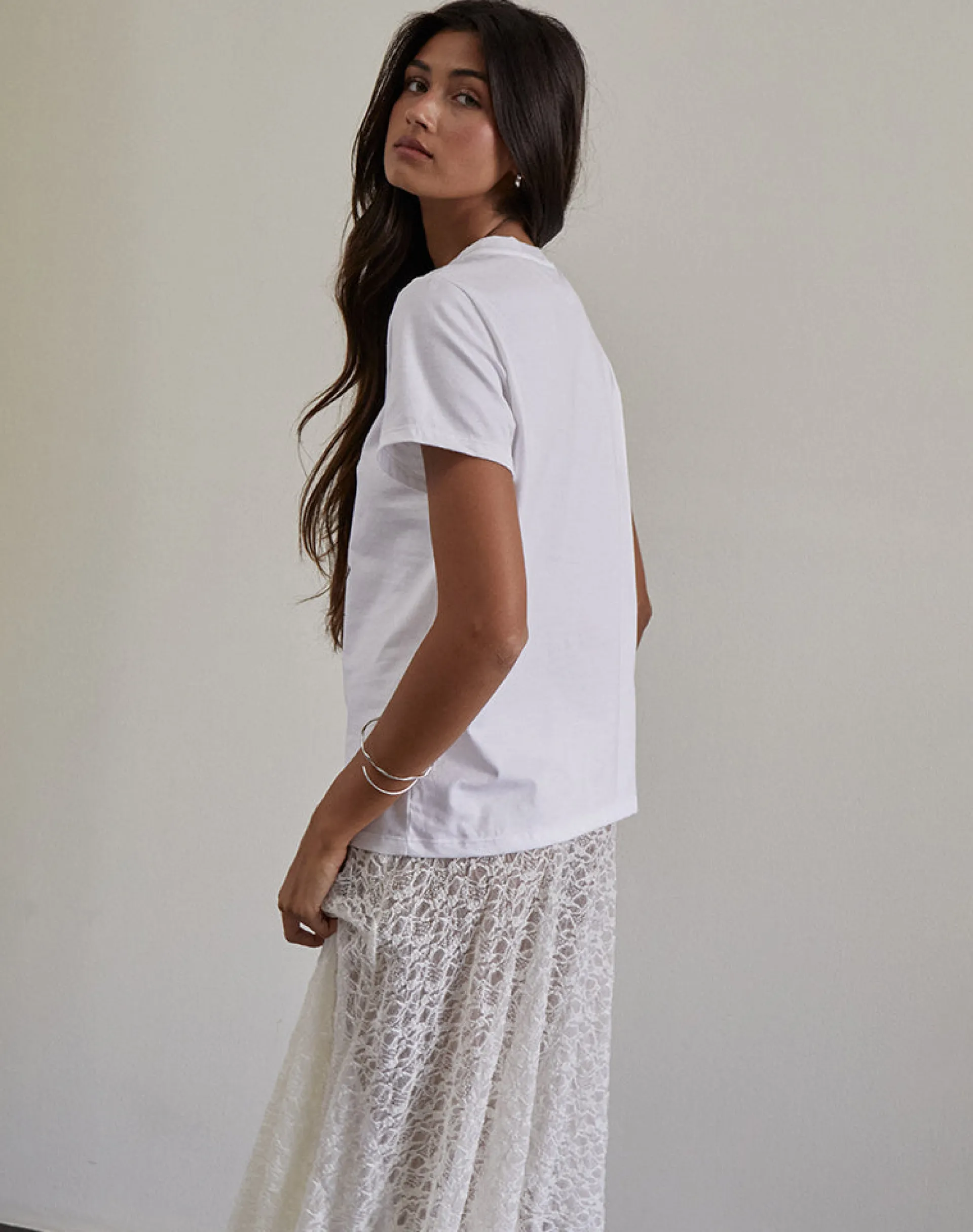 Motel Rocks Printed Tops | Tees-Saki Tee in White with Pink Cowboy Boot Print WhitewithPinkCowboyBootPrint