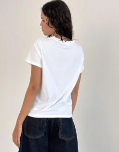 Motel Rocks Tees-Saki Tee in White with Royal Red Euro Summer WhitewithRoyalRedEuroSummer