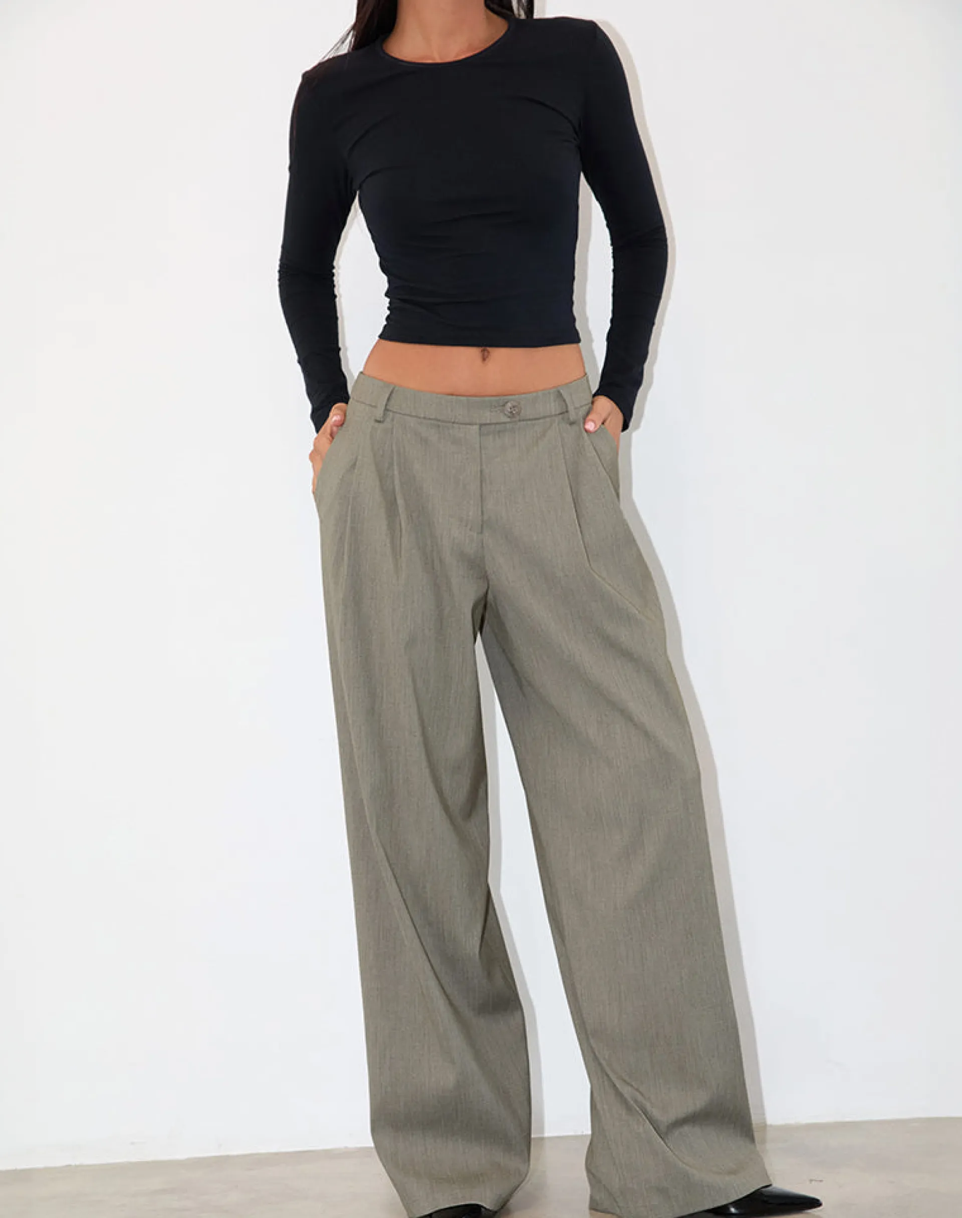 Motel Rocks Tailoring-Sakira Tailored Trouser in Khaki Grey KhakiGrey