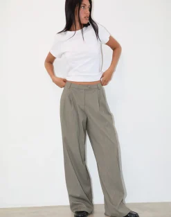Motel Rocks Tailoring-Sakira Tailored Trouser in Khaki Grey KhakiGrey