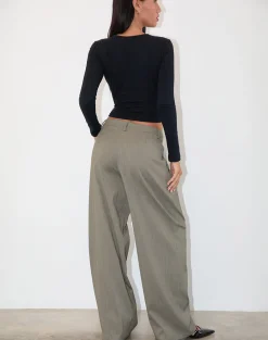 Motel Rocks Tailoring-Sakira Tailored Trouser in Khaki Grey KhakiGrey