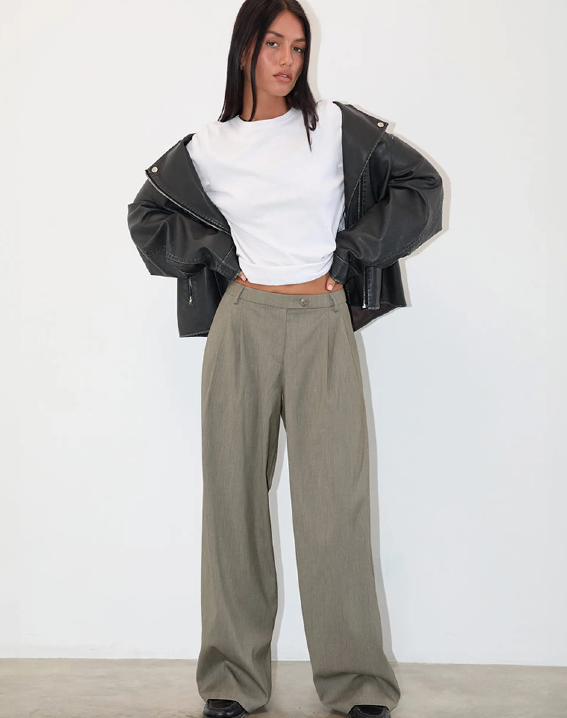 Motel Rocks Tailoring-Sakira Tailored Trouser in Khaki Grey KhakiGrey