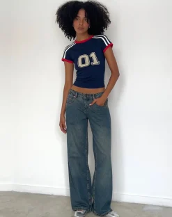 Motel Rocks Basics | Tees-Salda Sporty Fitted Tee in Navy