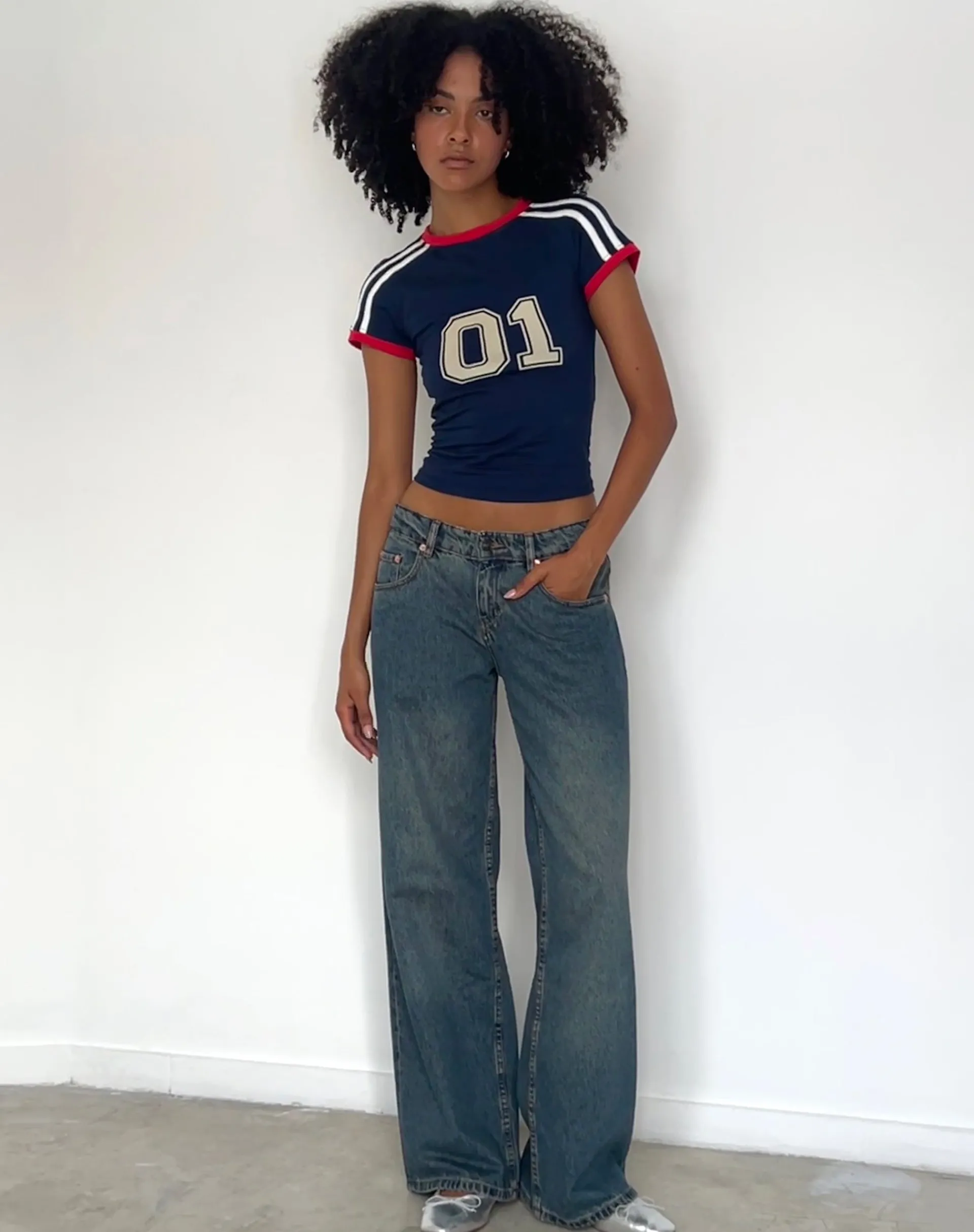 Motel Rocks Basics | Tees-Salda Sporty Fitted Tee in Navy