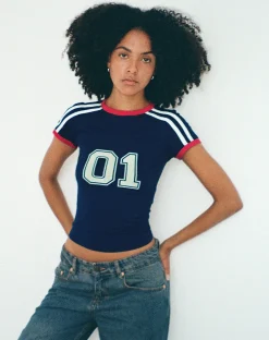 Motel Rocks Basics | Tees-Salda Sporty Fitted Tee in Navy