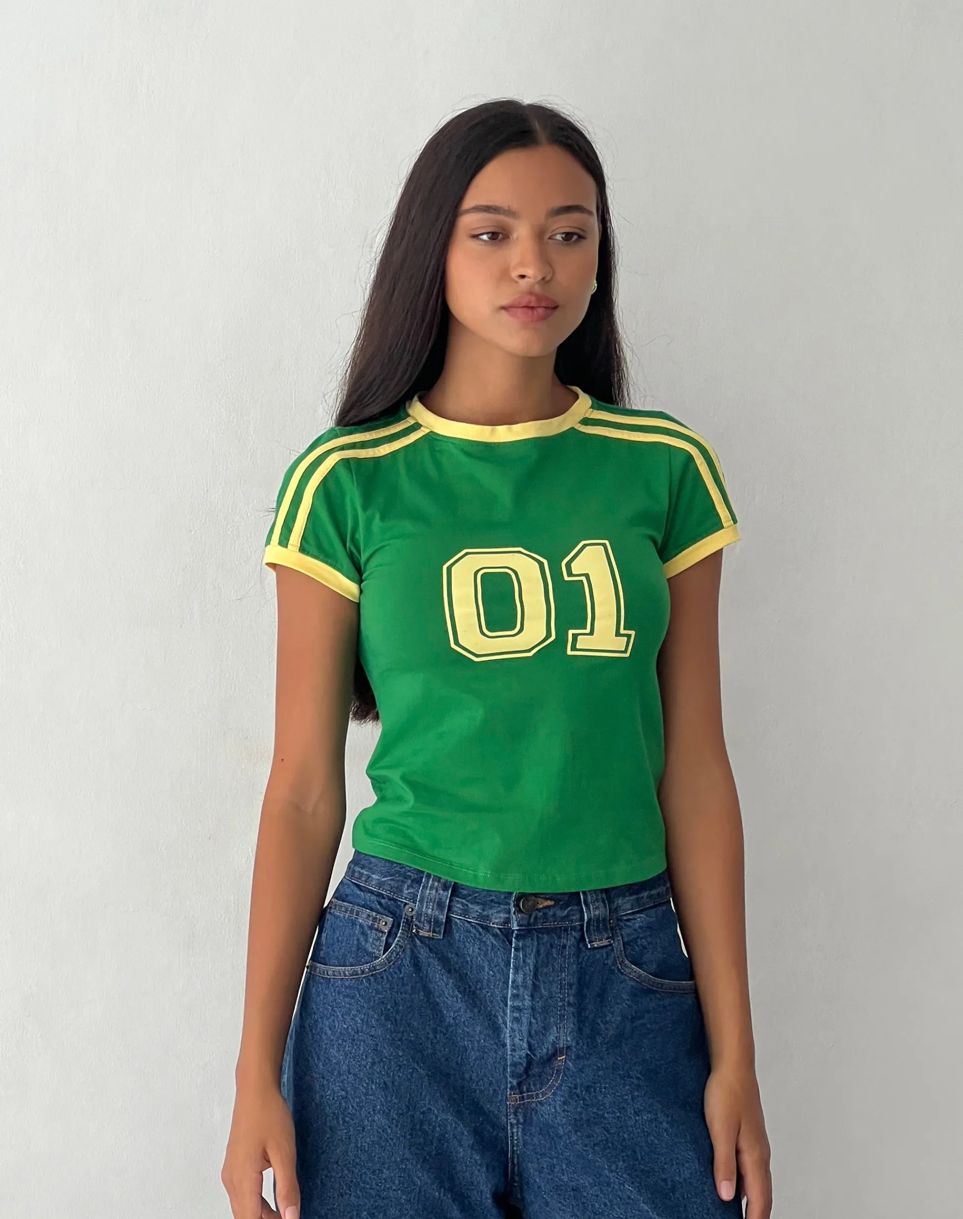 Motel Rocks Basics | Printed Tops-Salda Sporty Fitted Tee in Green