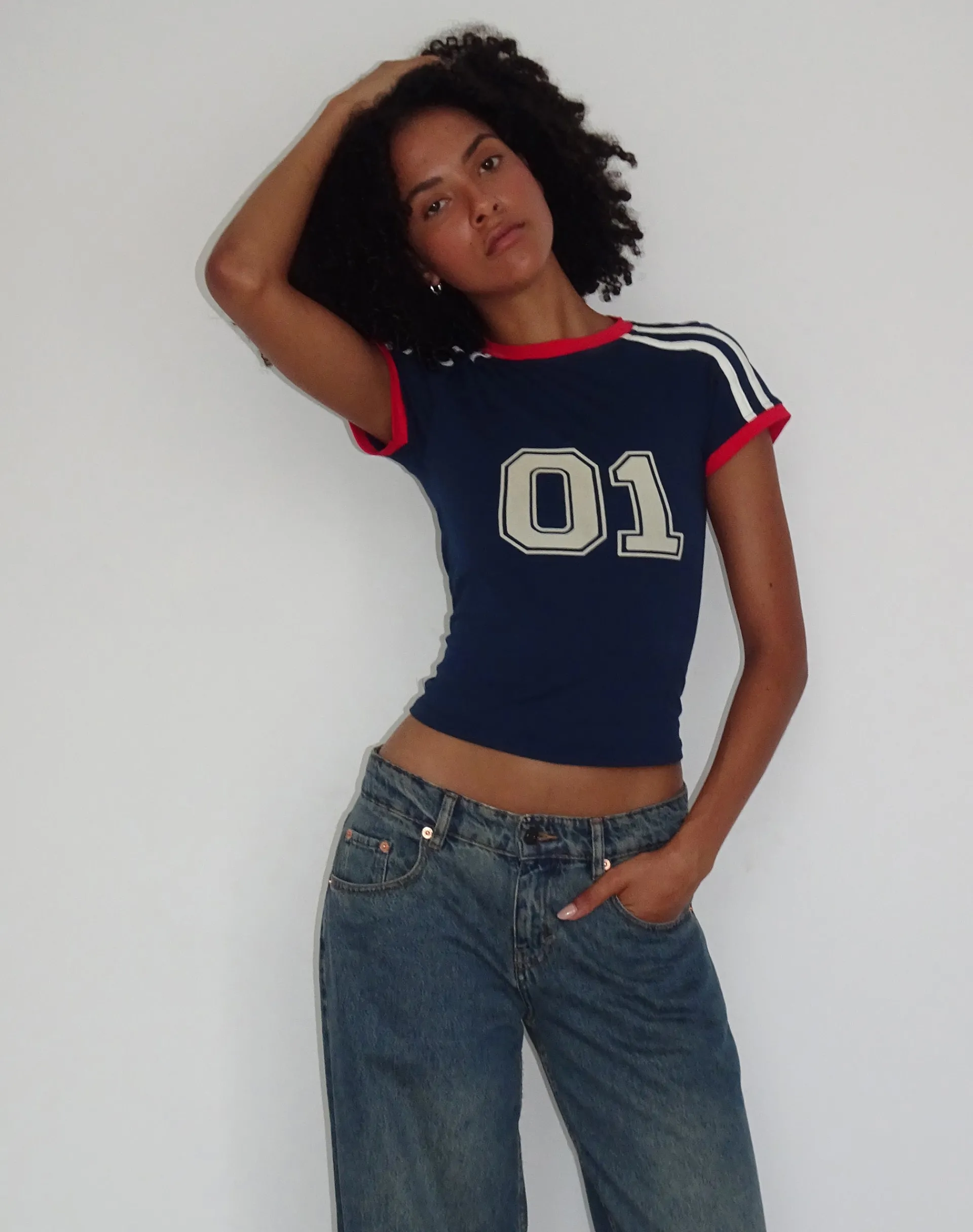 Motel Rocks Basics | Tees-Salda Sporty Fitted Tee in Navy