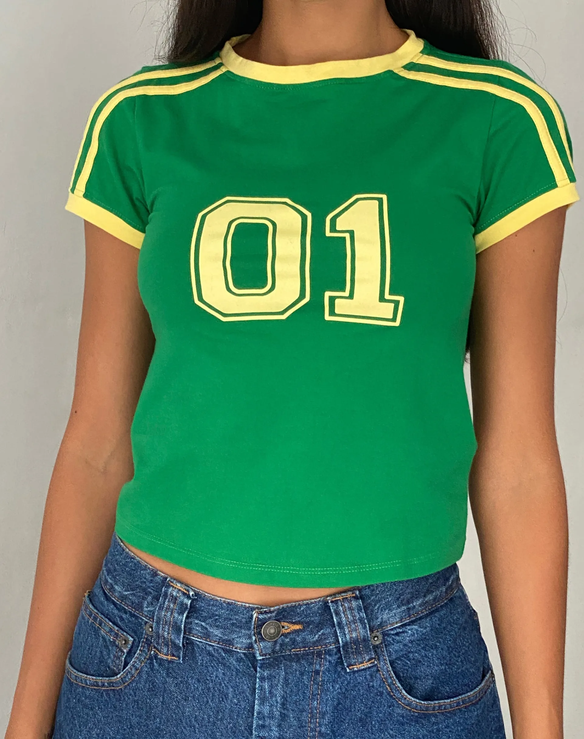 Motel Rocks Basics | Printed Tops-Salda Sporty Fitted Tee in Green