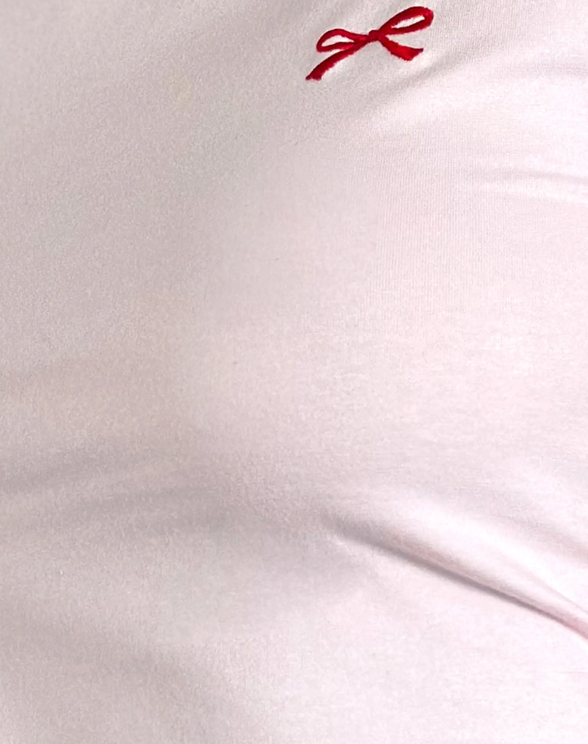 Motel Rocks Basic Tops | Tees-Salda Top in Light Pink with Adrenaline Red Binding and Bow Embroidery LightPinkwithAdrenalineRedBindingandBowEmbroidery
