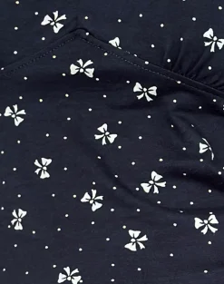 Motel Rocks Printed Tops | Long Sleeve Tops-Salisa Top in Navy with Mini Bow Design