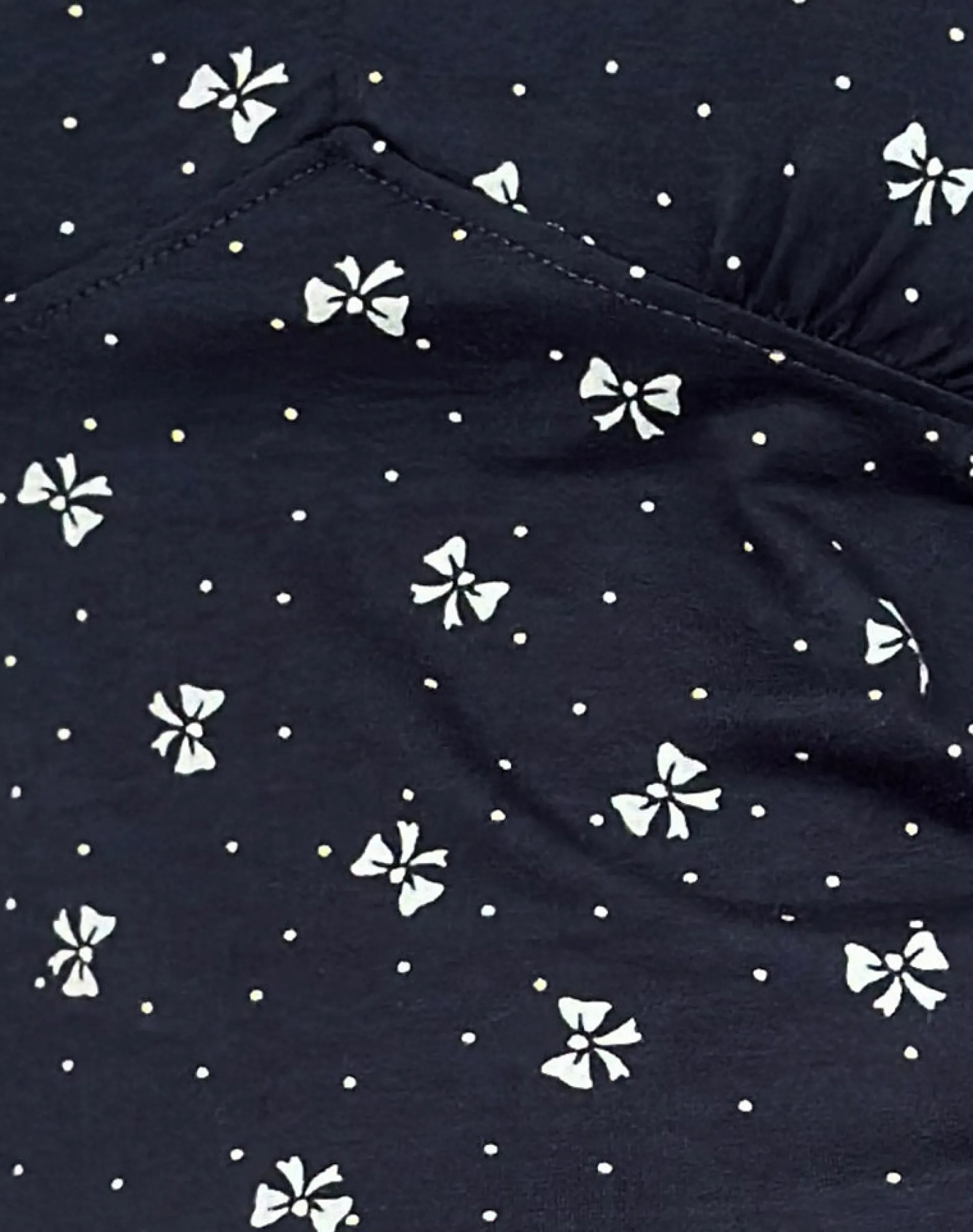 Motel Rocks Printed Tops | Long Sleeve Tops-Salisa Top in Navy with Mini Bow Design