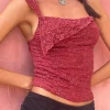 Motel Rocks Lace Tops-Sambu Lace Cami Top in Red LaceRed