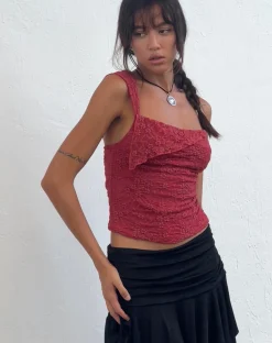 Motel Rocks Lace Tops-Sambu Lace Cami Top in Red LaceRed