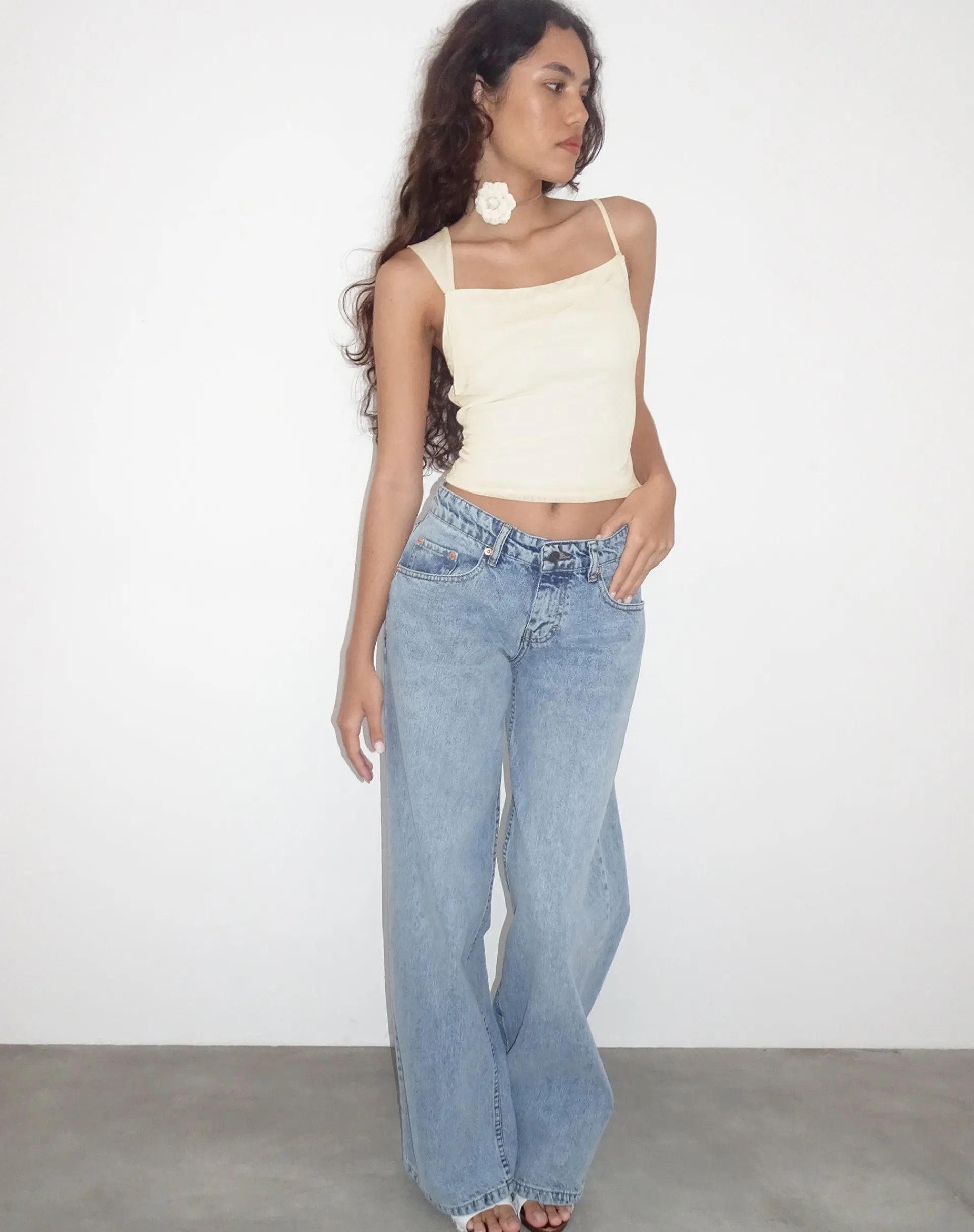 Motel Rocks Vest Tops | Strappy Tops-Sambu Top in Mesh Ivory MeshIvory