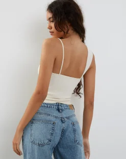 Motel Rocks Vest Tops | Strappy Tops-Sambu Top in Mesh Ivory MeshIvory