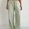 Motel Rocks Low Rise Pants-Samir Trouser in Light Green Stripe LightGreenStripe