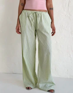 Motel Rocks Low Rise Pants-Samir Trouser in Light Green Stripe LightGreenStripe