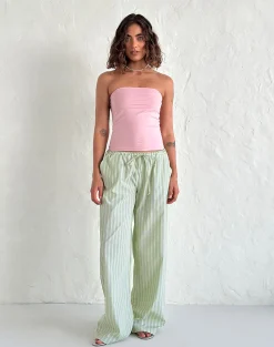 Motel Rocks Low Rise Pants-Samir Trouser in Light Green Stripe LightGreenStripe