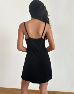 Motel Rocks Day Dresses | Mini Dresses-Samiya Mini Dress in Crinkle Black CrinkleBlack