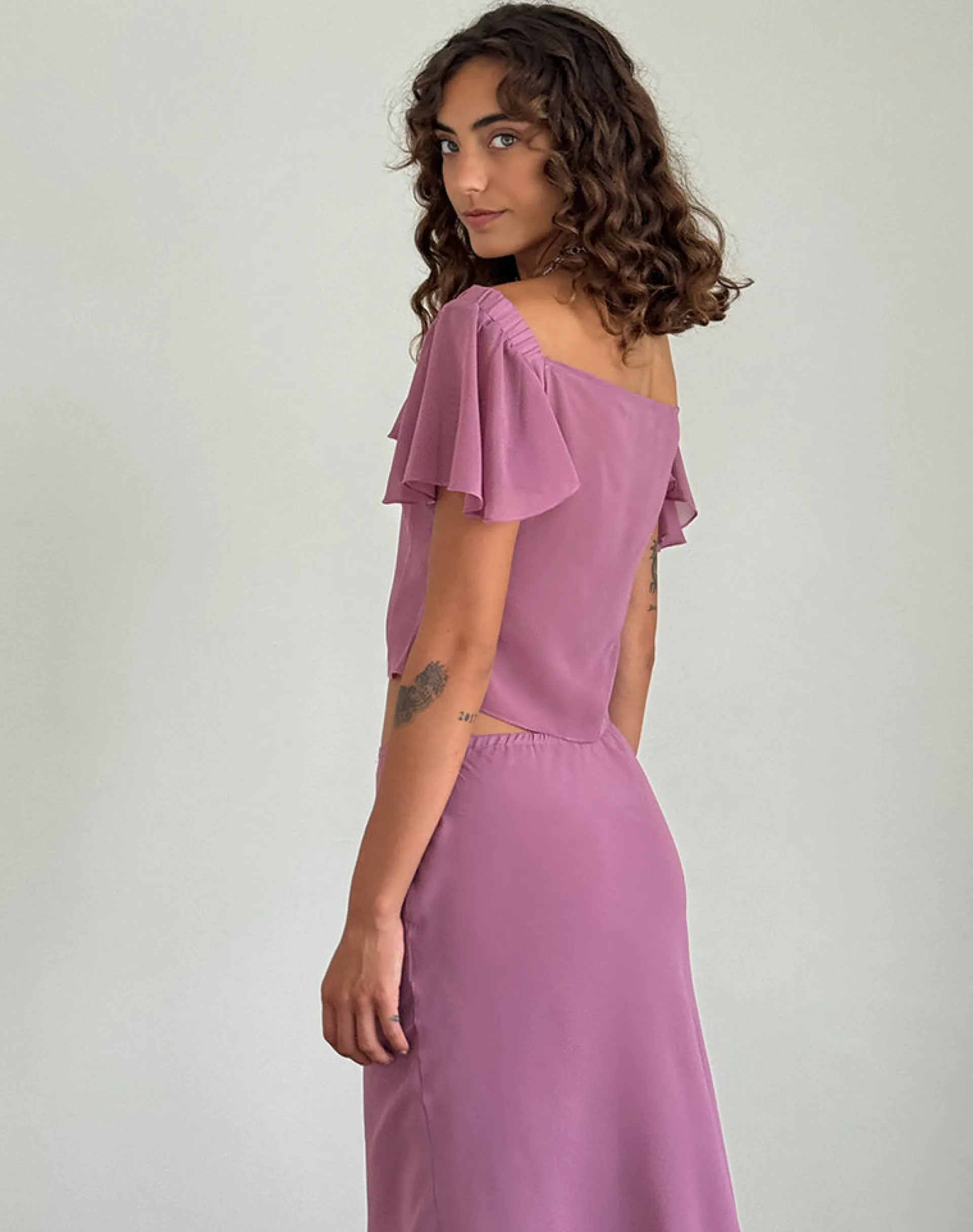 Motel Rocks Co-Ords | Crop Tops-Samsiar Top in Chiffon Mauve