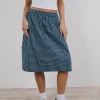 Motel Rocks A Line Skirts | Midi Skirts-Sanjina Midi Skirt in Mini Dark Blue Gingham