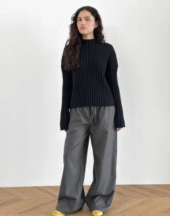 Motel Rocks Loungewear-Sasari Oversize Trouser in Check Navy CheckNavy