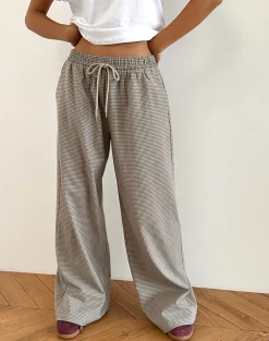 Motel Rocks Loungewear-Sasari Oversized Trouser in Check Grey CheckGrey