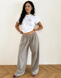Motel Rocks Loungewear-Sasari Oversized Trouser in Check Grey CheckGrey